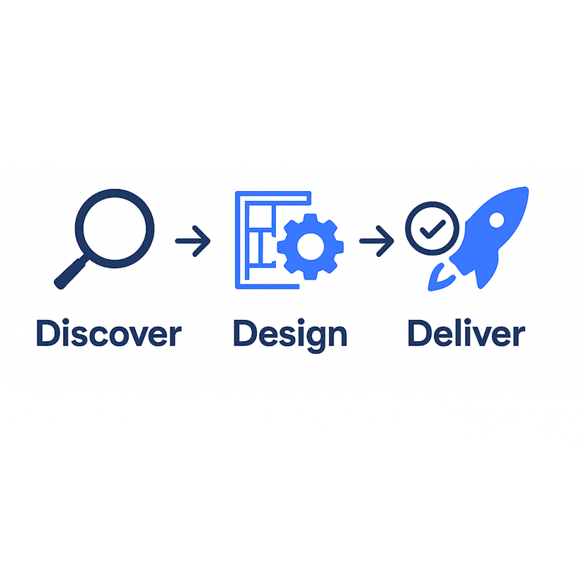 Wove Digital's 3-step process: Discover, Design, Deliver